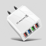 4 Outlets, White, Wall Cell Phone Charger, High Power 20W