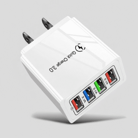 4 Outlets, White, Wall Cell Phone Charger, High Power 20W