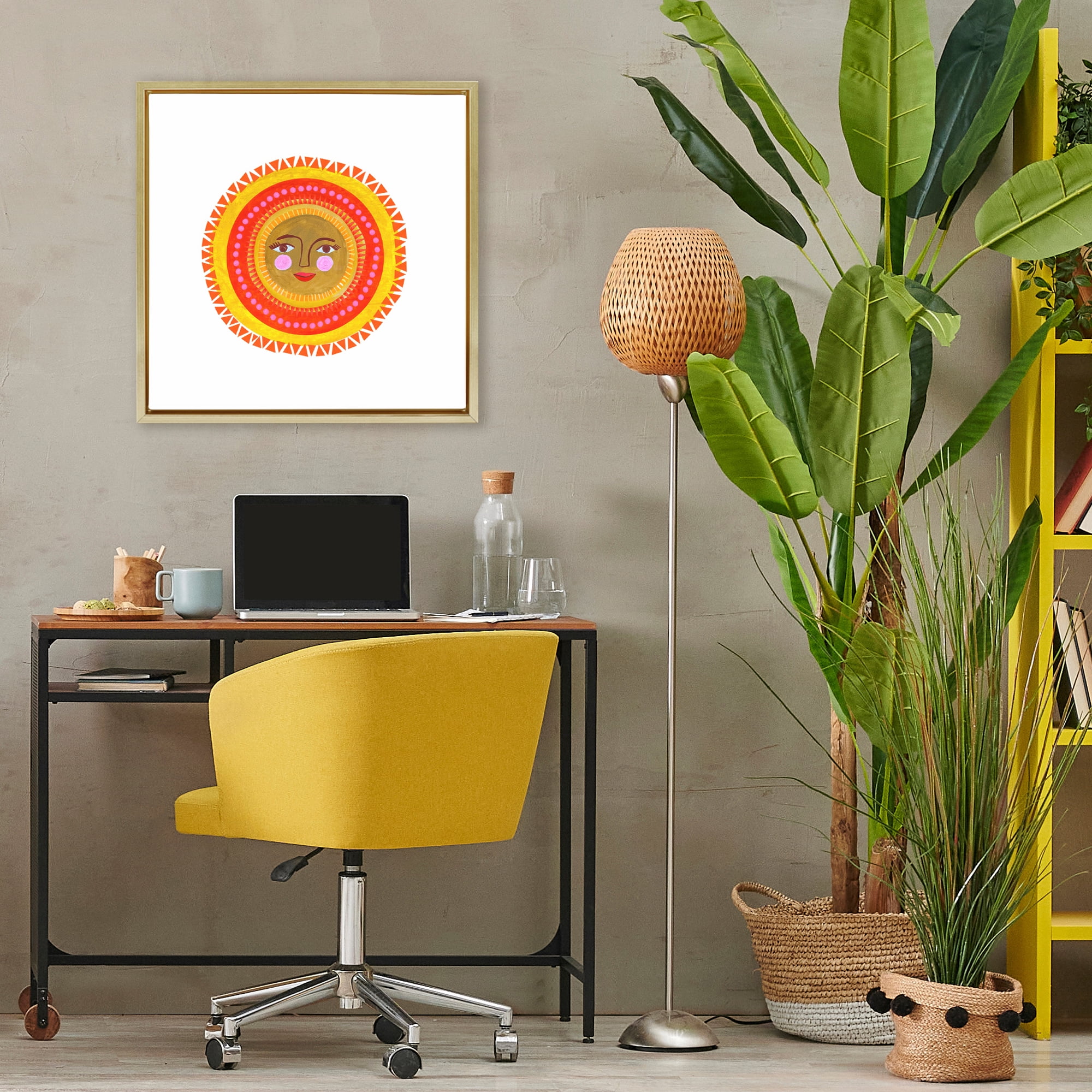 Stupell Industries Bold Bohemian Sun Gold Framed Floater Canvas Wall Art, design by Katherine Herrell Studio