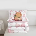 thumbnail image 5 of Erosebridal Kawaii Animals Capybara Twin Comforter Sets,Ribbon Bow Knot Print Bedding Set For Kids Girls ,Reversible Pink 2 Pieces, 5 of 7