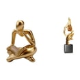 thumbnail image 1 of Figura de lector abstracto, estatua de pensador abstracto, escultura de arte de resina, colección creativa moderna, artesanías, forma hueca única, ade, 1 of 8