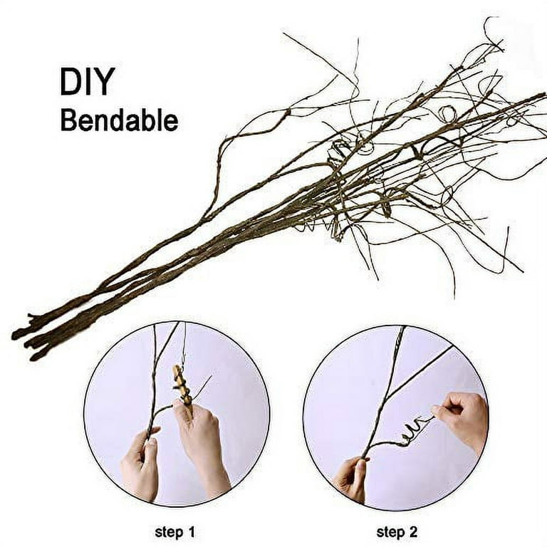 5pcs Artificial Lifelike Curly Willow Branches Decorative Dried Twigs, 25.9 Inches Fake Bendable Sticks Plastic Vines/Stems for DIY Greenery Plants