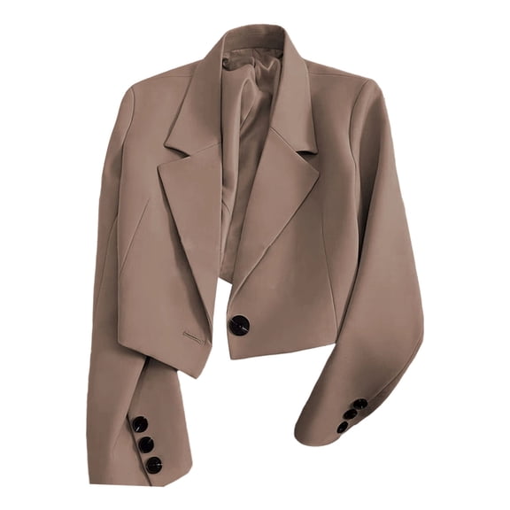 Guluxicc Women's Cropped Blazers Collared Button Closure Long Sleeve Dress Jackets for Everyday Wear Summer Casual Outfits