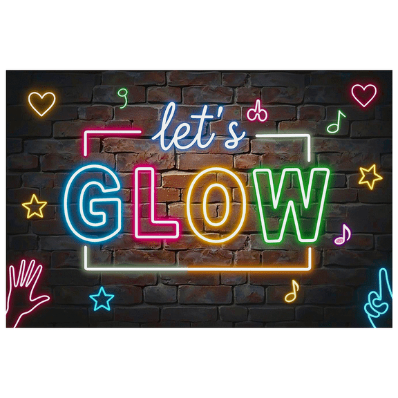 Neon Style Let's Glow Banner Background Decorations Party Supplies Photo Booth Props Festival Decor Neon Elements Backdrop Celebration Decorations