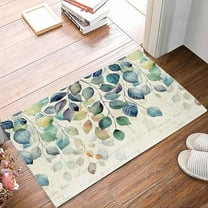 Doormat Indoor Entrance Home Decor Door Mat Blue Teal Botanical Floor Rugs for Kitchen Bathroom Weeping Fall Eucalyptus Leaves Rustic Funny Welcome Mat 17x30 Inch.