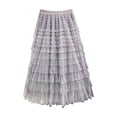 thumbnail image 3 of Tennis Skirts for Women Summer Elegant Chiffon Skirt With Polka Layered Long Midi Wear For Fashionable Feminine Party Purple One Size, 3 of 3