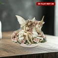 thumbnail image 1 of figurine Acrylique Rotative Mettant en Vedette une Fée avec des Ailes sur une Licorne Entourée de Fleurs Roses et Vertes sur un Fond Blanc, 1 of 8