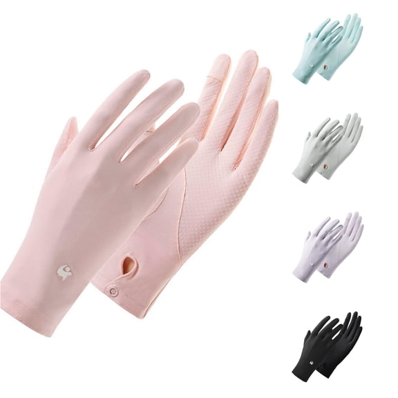 QTSHPN Women Sun Protective Gloves on Non Outdoor Summer Driving Fingerless Gloves Lightweight Breathable Chic Mittens Style Womens Glove Pink One Size