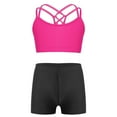 thumbnail image 2 of YONGHS Girls Two Piece Boyshorts Tankini Swimsuit Sports Bra Top Shorts Set UPF 50+ Swimwear Rose&Black 4, 2 of 7