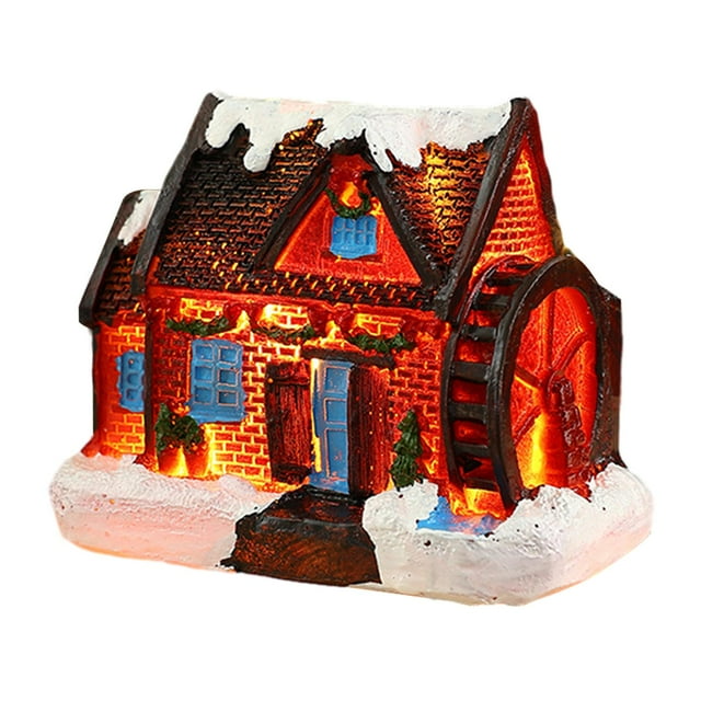 Casa de pueblo navideña, regalo de cumpleaños, edificio iluminado, decoración navideña para el hogar. Estilo B
