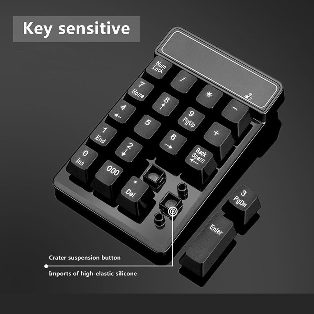 LESHP 2.4G Wireless Mini Numeric Keypad 19 Keys USB Mini Digital Keyboard Ultra Light Number Pad