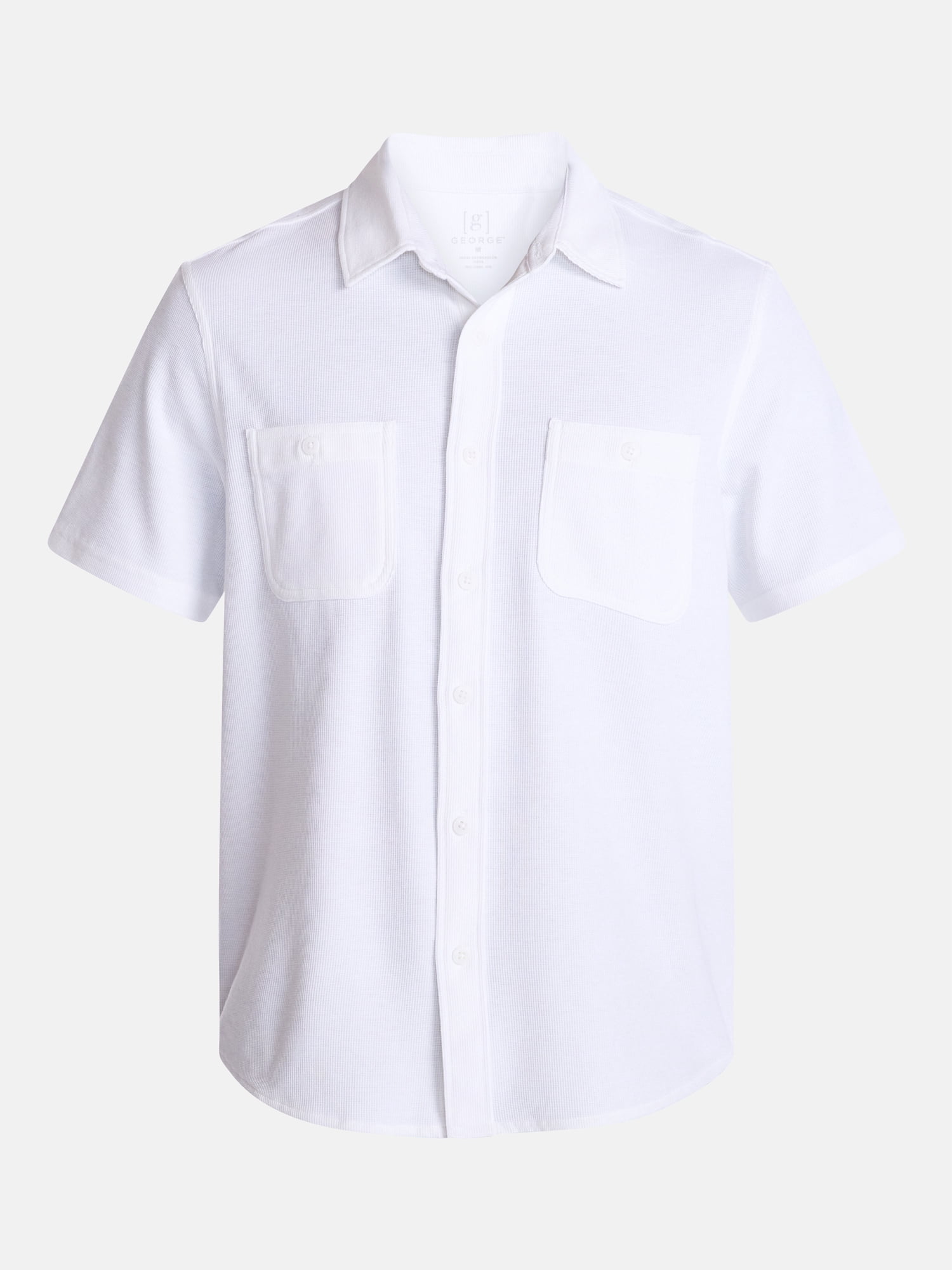 George Men's Waffle Knit Shirt with Short Sleeves, Sizes S-5XB
