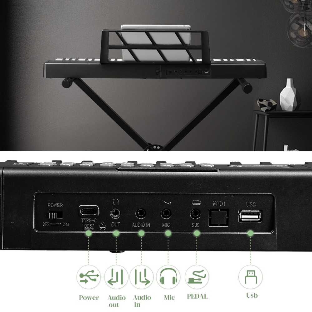 Tcbosik 61 Key Folding Digital Piano with Bag, Semi-Weighted Keyboard with Bluetooth for Beginner, Black