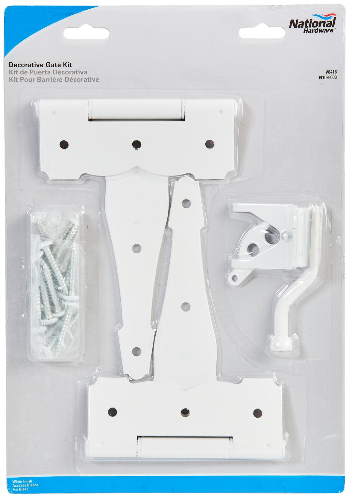 National Hardware 5002264 8 in. Decorative White Steel Gate Hardware Kit