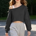 thumbnail image 5 of Mifsaly Girls Cropped Sweatshirts off the Shoulder Long Sleeve Pullover Tops Fall Winter Casual Loose Fit Active Loungewear, 5 of 9