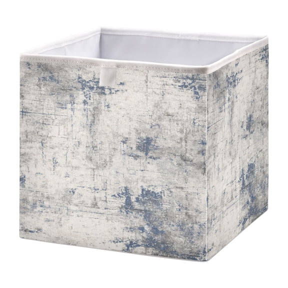 Fabric Storage Bins Foldable Cube For Home Organization Baskets Gray and Blue Pattern