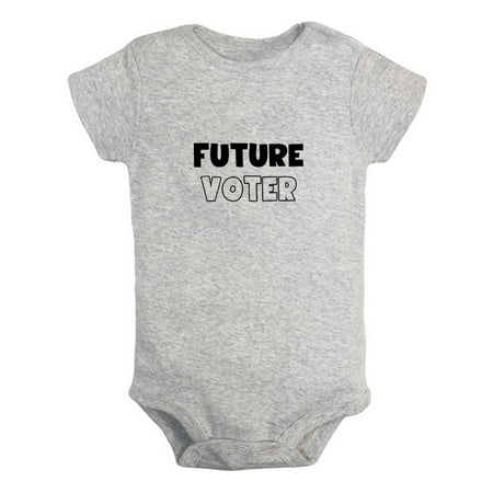 

Future Voter Funny Rompers For Babies Newborn Baby Unisex Bodysuits Infant Jumpsuits Toddler 0-24 Months Kids One-Piece Oufits (Gray 6-12 Months)