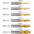 thumbnail image 5 of 6 Pcs Filet Métrique Robinet Combinaison Robinet M3-M10 Robinets de Forage Combinaison Robinet Fraisé Ensemble de Forage Titane Hexagonale Ensemble de Forage Métrique, 5 of 5