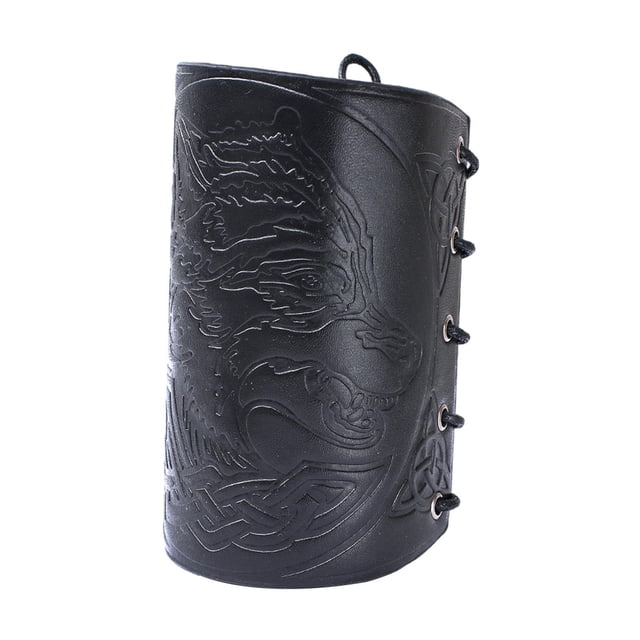 Minnieouse Viking Bracers Arm Cuff Wolf Muñequera Muñequera para Cosplay Mujeres Negro Type3
