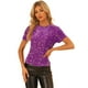 thumbnail image 1 of Blusa de fiesta de manga corta con cuello redondo y lentejuelas de terciopelo para mujer Morado Claro M, 1 of 6
