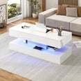 thumbnail image 5 of ChVans 47.3" Large Lift Top Coffee Table with Charging Station & LED Lights, Black High Glossy LED Coffee Table with Hidden Compartment Storage, Modern Living Room Tables with Marbling Print, 5 of 7