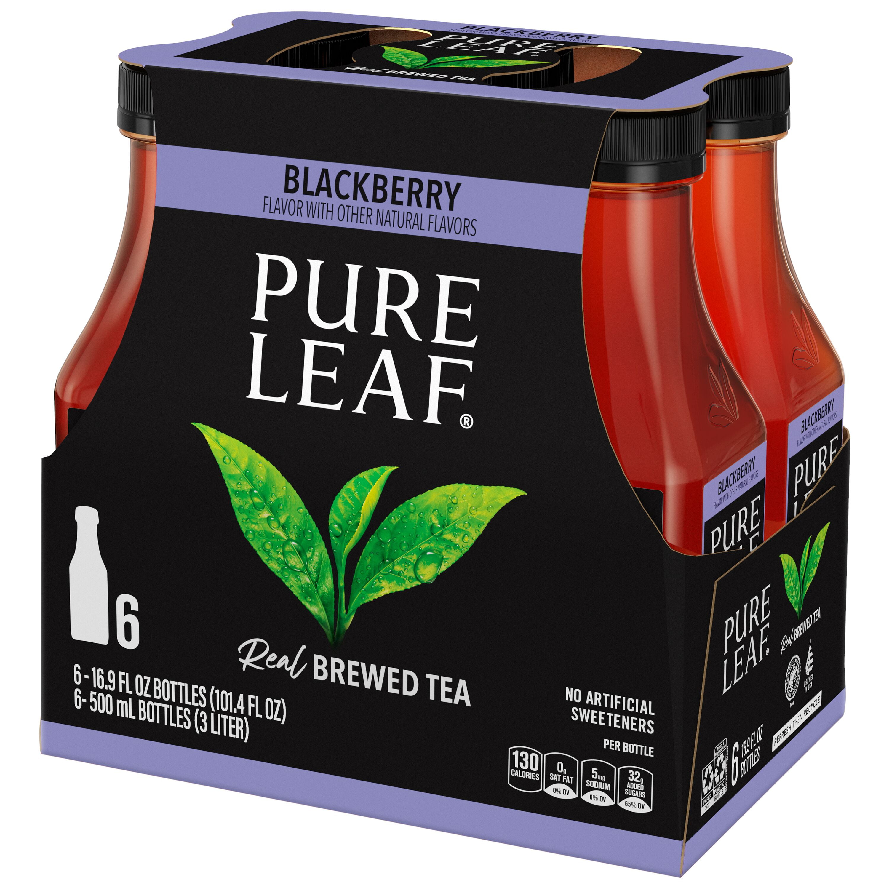 (3 pack) Pure Leaf Real Brewed Tea Blackberry 16.9 Fl Oz, 6 Count