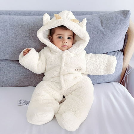 

Infants Girls Boys Winter Long Sleeve Fleece Footed Jumpsuit Dinosaurs Sheep Deer Hooed Warm Clothes