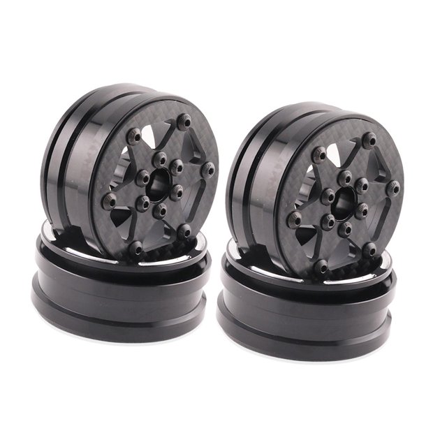 Tachiuwa 4 Pieces 1.9 inch Carbon Fiber Wheels Rims RC Wheel Rims for 1/10 RC Crawler C