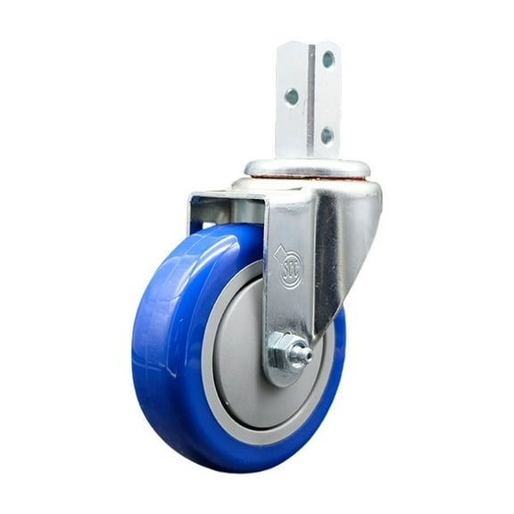 4 Inch Blue Polyurethane Wheel Swivel 3/4 Inch Square Stem Caster SCC