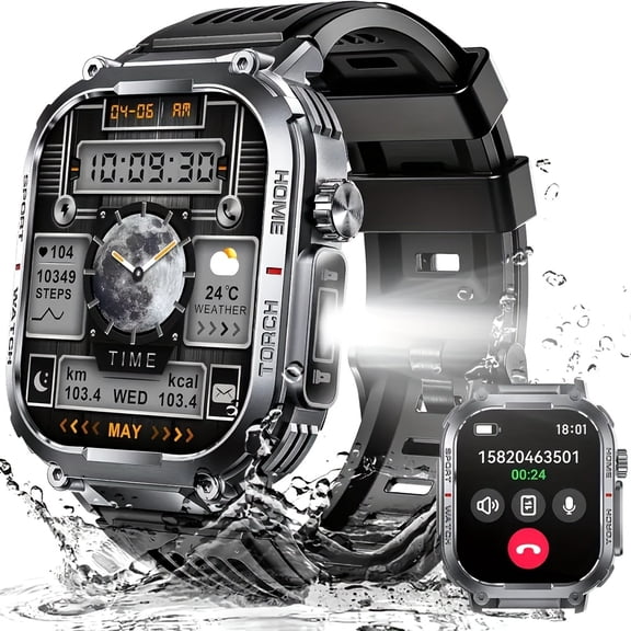 2025 Unisex Fitness Smartwatch | 2.02" TFT Touchscreen | Call Function | 100  Sports Modes | IP68 Waterproof | Sleep/Step Tracking | Compass | iOS & Android