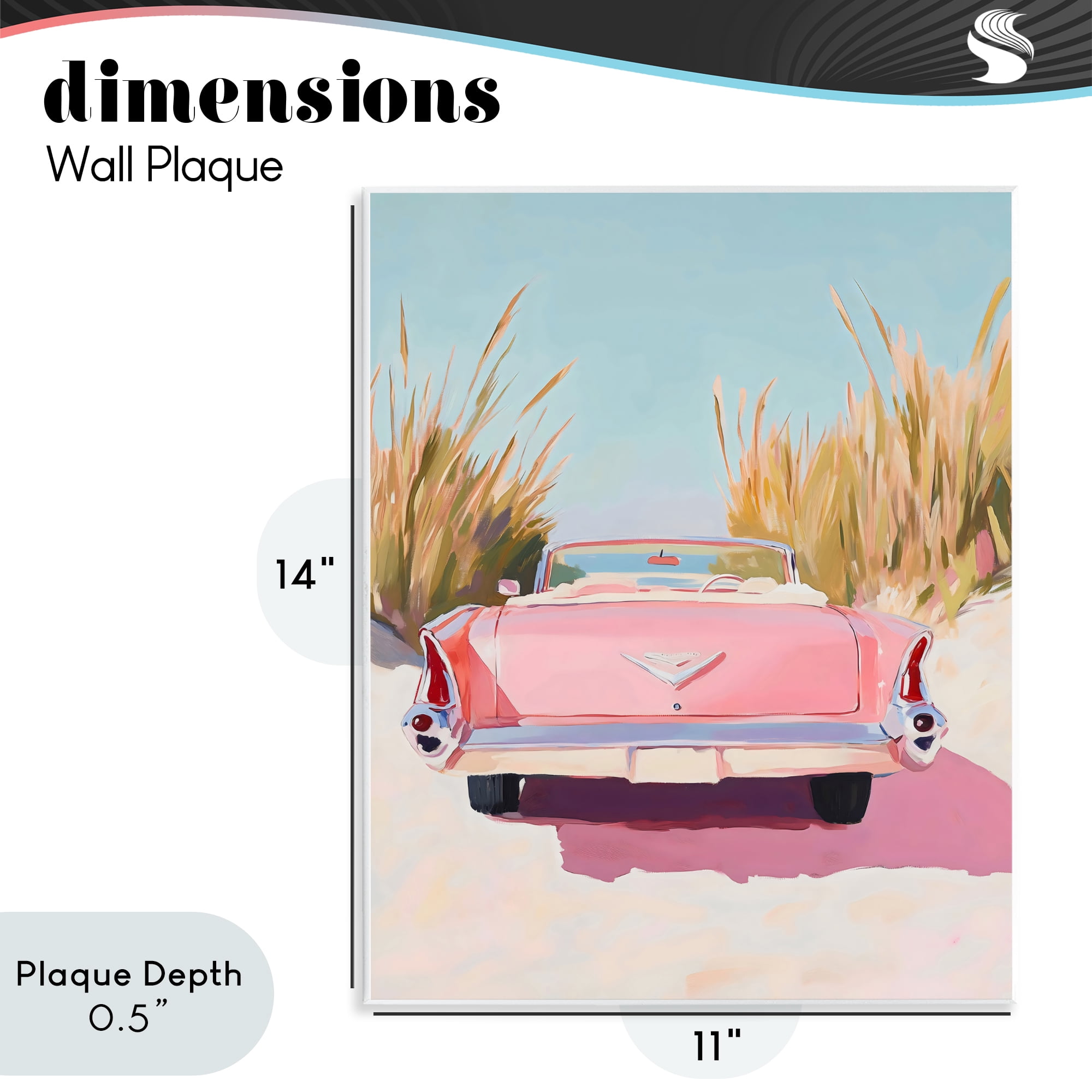 Stupell Industries Pink Cadillac on Beach Wall Plaque Art, design by The Prints Vibe