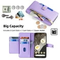 thumbnail image 4 of SaniMore for Google Pixel 6 Pro Case, with Kickstand [Shoulder & Wrist Strap] Flip Zipper Wallet Cash & Card Slots PU Leather TPU Interior Full Body Protection for Google Pixel 6 Pro, Purple, 4 of 8