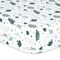 Peanutshell 4Pack Fitted Crib Sheets, Green Botanical Leaf Design for