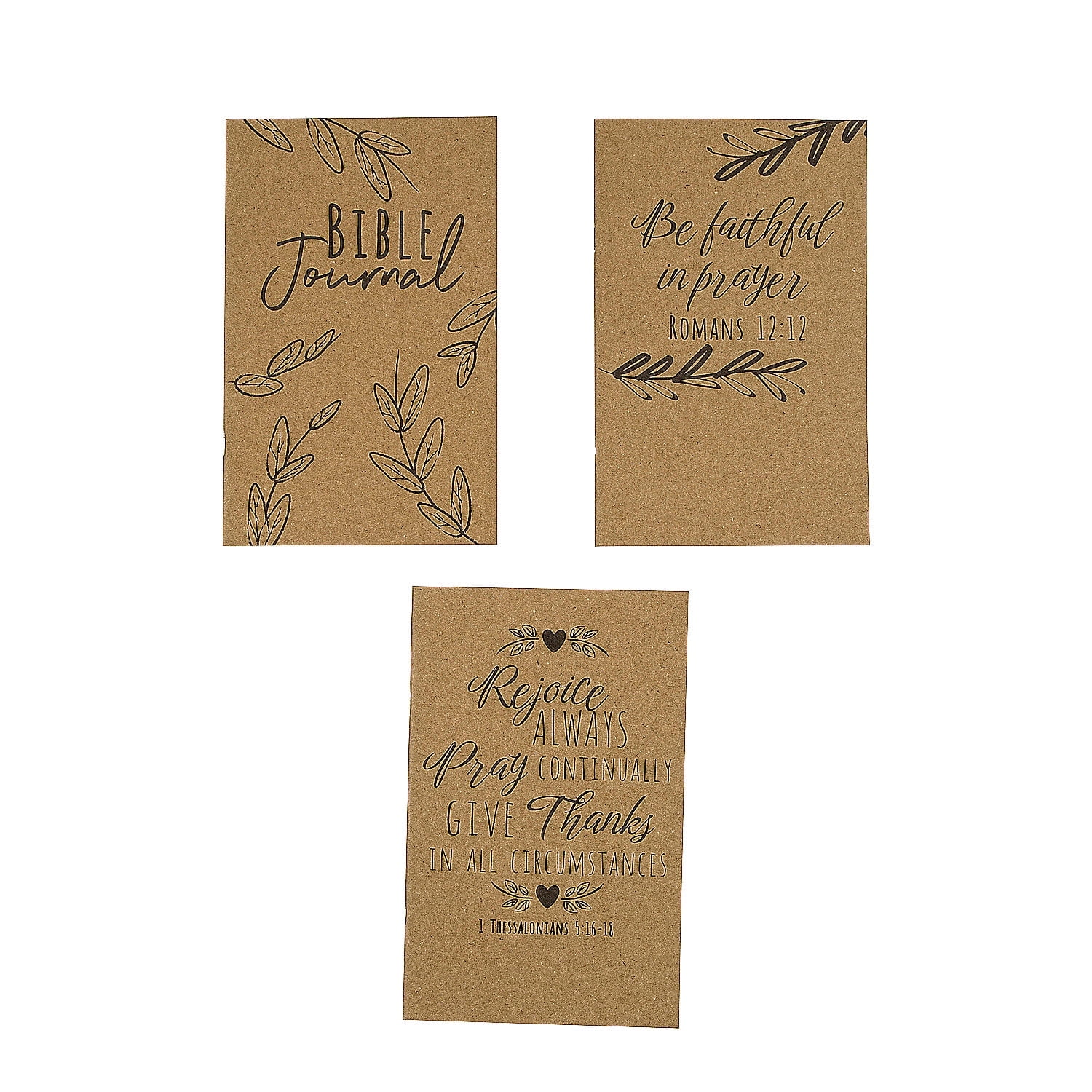 Fun Express 5" x 8" Brown Bible Verse Faith Journals with Sticker Sheet - 24 Pieces