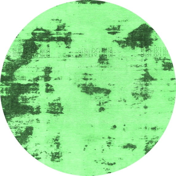 Ahgly Company Indoor Round Abstract Emerald Green Modern Area Rugs, 7' Round