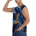 thumbnail image 3 of Lsque Navy Blue Marble Print Men's Cotton Blend Sleeveless Muscle Shirts (S-3XL)- Moisture Wicking, Odor Protection, UPF 30+,Large, 3 of 8