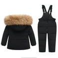 thumbnail image 3 of Otqutp 1-5 Years Children's Down Jacket Set Boys Long Sleeve Snow Pant and Jacket Toddler Girls Snowsuit Winter Clothes Snow Bib Kid Coat(Black,12-18 Months), 3 of 3