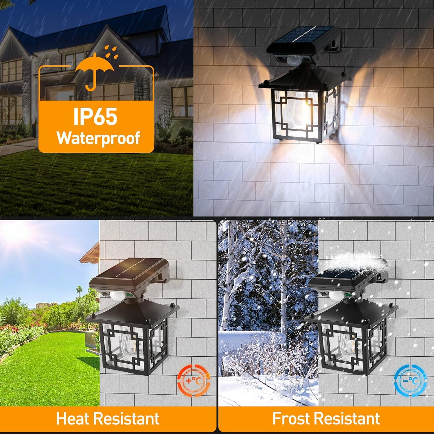 2 Pack Outdoor Wall Light Solar, Motion Sensor Dusk to Dawn Outdoor Porch Lights with 3 Modes IP65 Waterproof Exterior Wall Lanterns for Patio Fence Garage Decorative