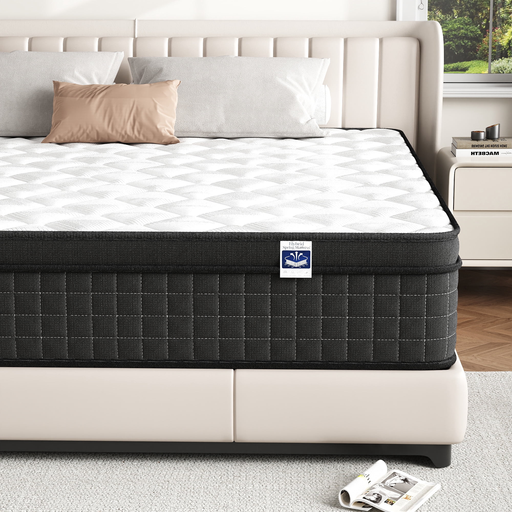 Full Size 12" Hybrid Mattress - Gel Memory Foam & Pocket Springs, Medium Firm Feel, Motion Isolation, Pressure Relief, CertiPUR-US