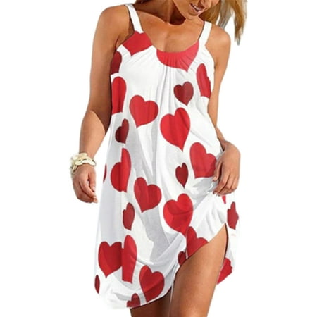

Bomotoo Summer Short Dress for Women Boho Beach Floral Tshirt Sundress Sleeveless Loose Cami Tank Dress Spaghetti Strap Pajamas