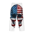 thumbnail image 3 of Lsque American Flag Skull Print Men's Pajama Pants, Lounge Pant - Comfortable Home Wear,Elastic Waistband, Stylish Design-Small, 3 of 9