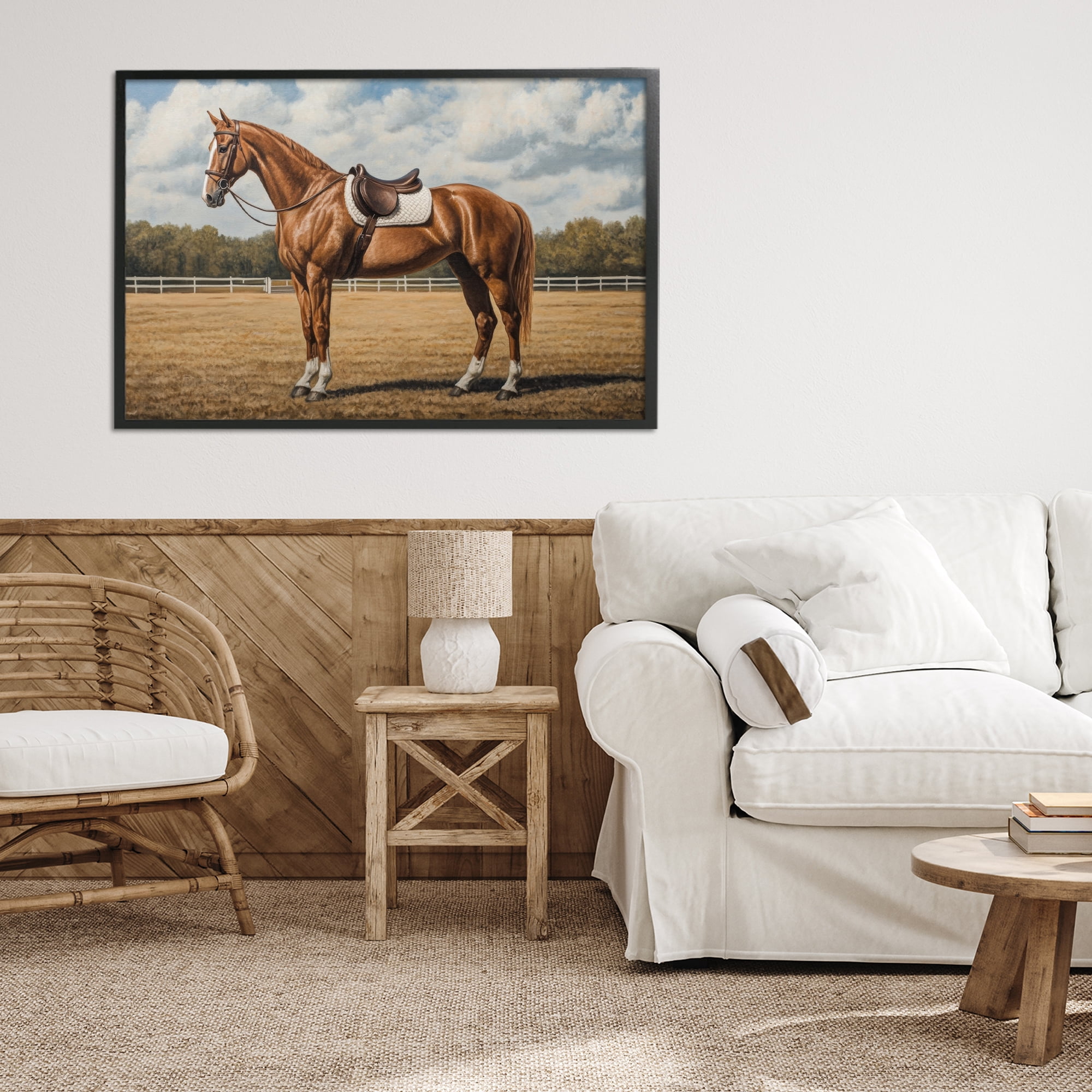 Stupell Industries Saddled Up Chestnut Horse Black Framed Giclee Art, design by Petal Prints Design