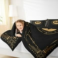 thumbnail image 4 of Manfei Personalized Letter M Full Size Comforter Sets,Monogrammed Theme Bedding Comforter Set,Black Gold Bedding Sets For Girl Teens,Ultra Soft Bedroom Decor Reversible,3 Pieces, 4 of 8