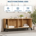 thumbnail image 5 of 59" Hidden Cat Litter Box Enclosure Furniture, Double-Room Litter Box Cabinet with Sliding Door - Dog-Proof - Odor Control - Storage Bench Hideaway - Indoor Cat House, Color: Natural Oak, 5 of 8