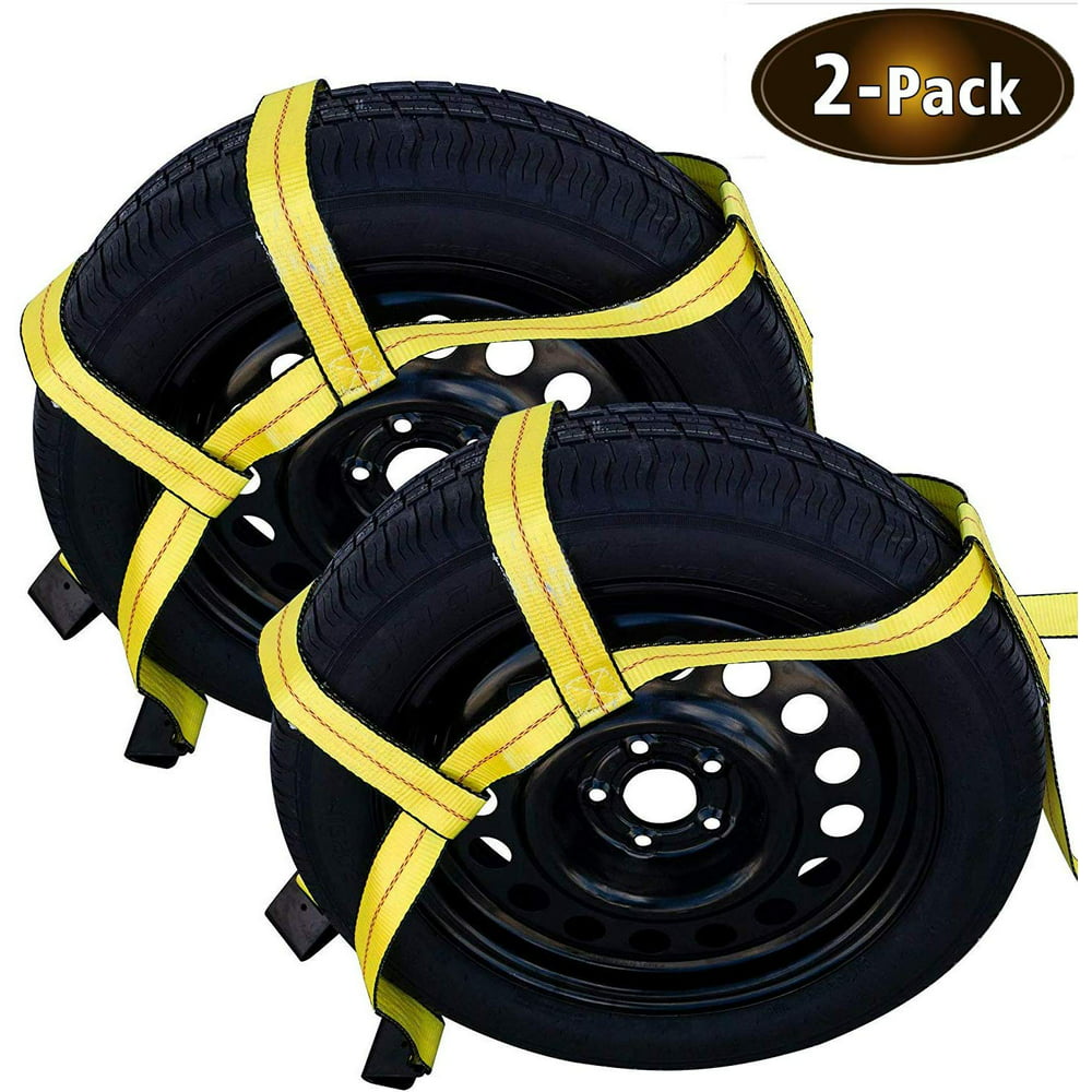 Robbor Tow Dolly Basket Straps with Flat Hook OverTheWheel Tie Down Wheel Net for Small