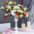 thumbnail image 4 of Metal Flowers Vase Pot Holder Indoor Plant Bud Artificial Flowers Succulent Table Centerpieces for Office Dining , White, 4 of 7