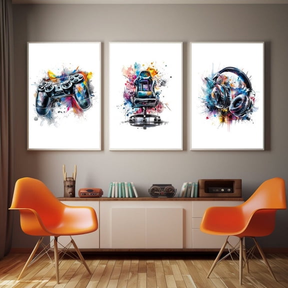 Gaming Graffiti Wall Art Gamer Room Video Game Decor Set 3 Unframed Paper Print 8x12