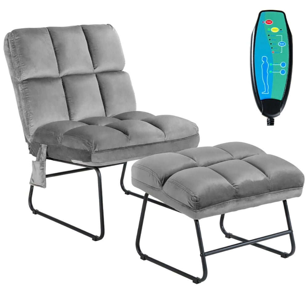 Finihen Massage Recliner Chair, Velvet Massage Recliners with Ottoman Remote Control and Side Pocket, for Living Room, Bedroom, Gray Finihen Massage Recliner Chair, Velvet Massage Recliners with Ottoman Remote Control and Side Pocket, for Living Room, Bedroom, Gray