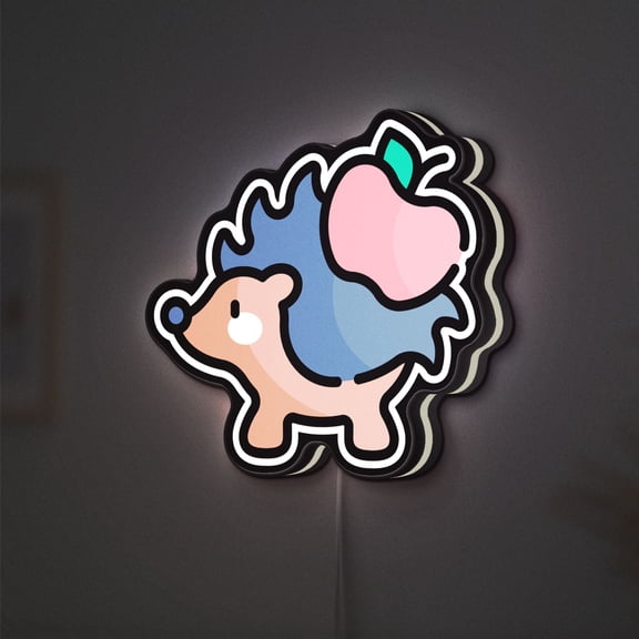 Hedgehog with Apple 3D Novelty Light Box Featuring Spring Woodland Scene, Light for Kids' Rooms or Gift Giving (Height 12 inch, 30cm)
