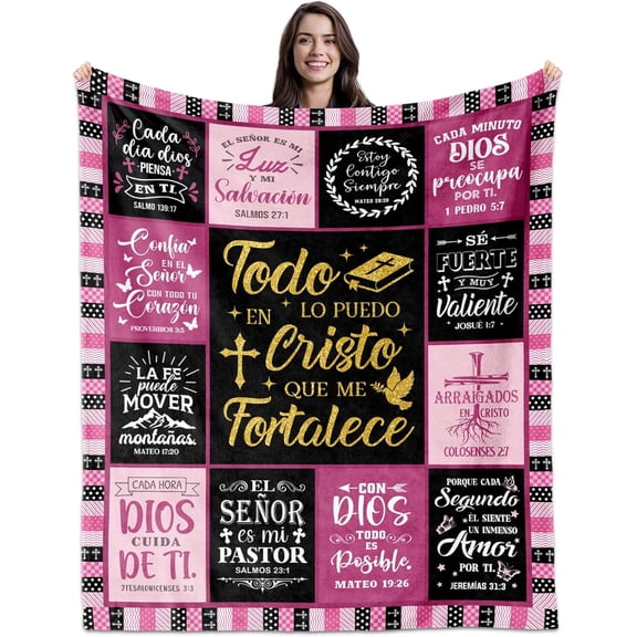 Spanish Christian Gifts for Women Throw Blanket 50"X60", Regalos Cristianos para Mujer, Religious Inspirational Gifts for Women, Spanish Woman Christian Gift for Mother 's Day Birthday